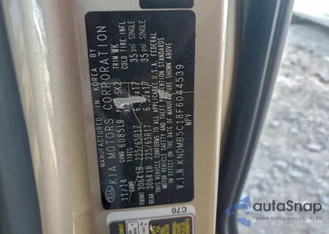 2015 Kia Sedona Lx из США, поврежденный, VIN KNDMB5C18F6044539